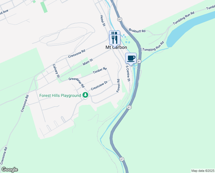 map of restaurants, bars, coffee shops, grocery stores, and more near 18 Deerfield Drive in Pottsville
