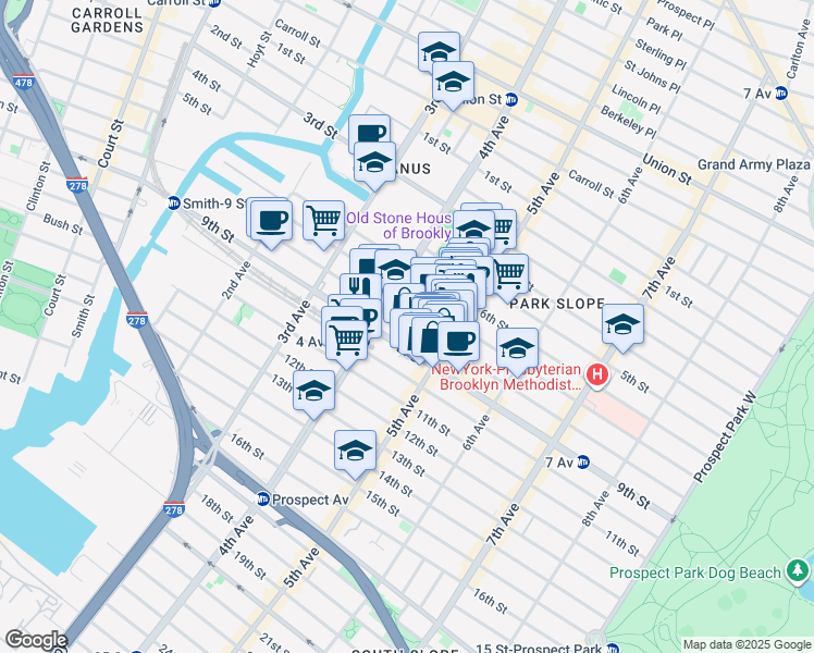 map of restaurants, bars, coffee shops, grocery stores, and more near 236 8th Street in Brooklyn
