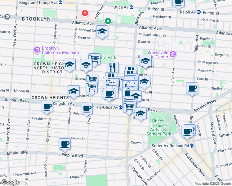 map of restaurants, bars, coffee shops, grocery stores, and more near in Brooklyn