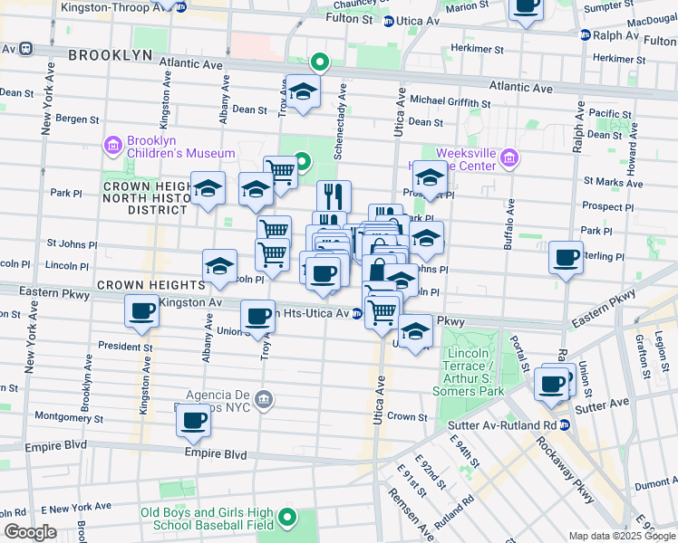 map of restaurants, bars, coffee shops, grocery stores, and more near in Brooklyn