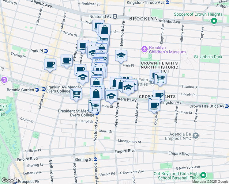 map of restaurants, bars, coffee shops, grocery stores, and more near 845 Lincoln Place in Brooklyn