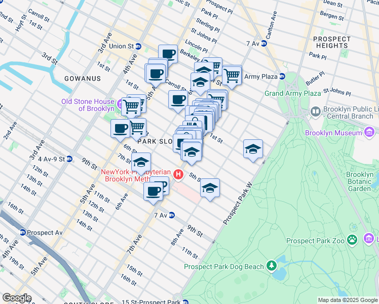 map of restaurants, bars, coffee shops, grocery stores, and more near 200 7th Avenue in Brooklyn