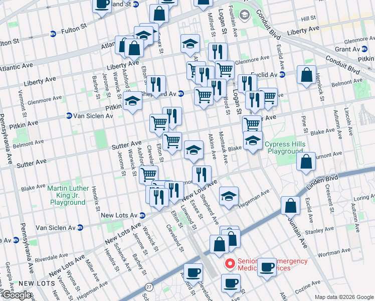 map of restaurants, bars, coffee shops, grocery stores, and more near 306 Berriman Street in Brooklyn