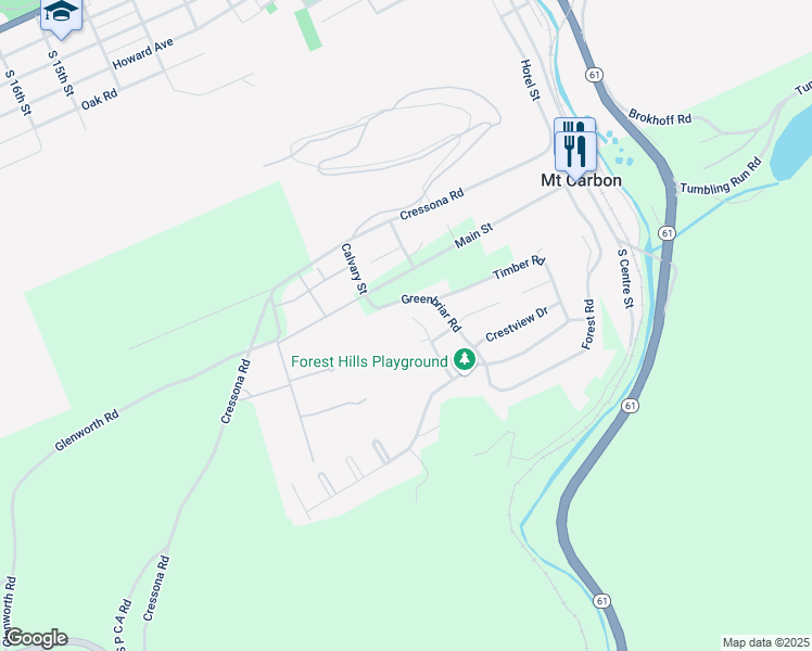 map of restaurants, bars, coffee shops, grocery stores, and more near 323 Highland Drive in Pottsville