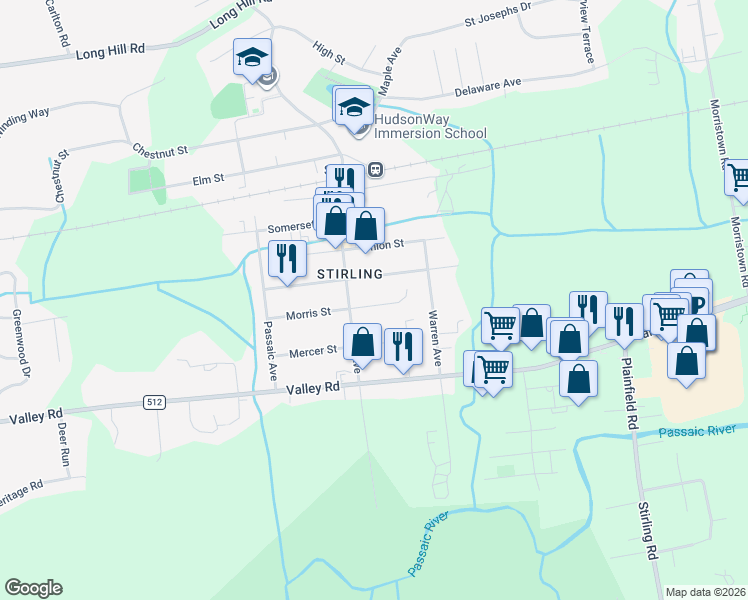 map of restaurants, bars, coffee shops, grocery stores, and more near 265 Essex Street in Long Hill