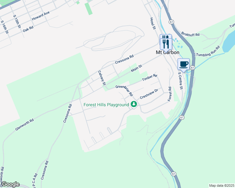 map of restaurants, bars, coffee shops, grocery stores, and more near 323 Highland Drive in Pottsville