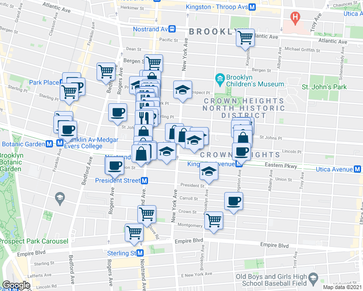 map of restaurants, bars, coffee shops, grocery stores, and more near in Brooklyn