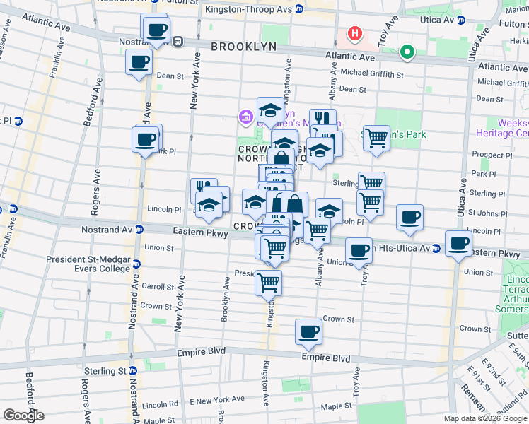map of restaurants, bars, coffee shops, grocery stores, and more near in Brooklyn