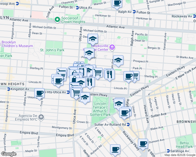 map of restaurants, bars, coffee shops, grocery stores, and more near in Brooklyn