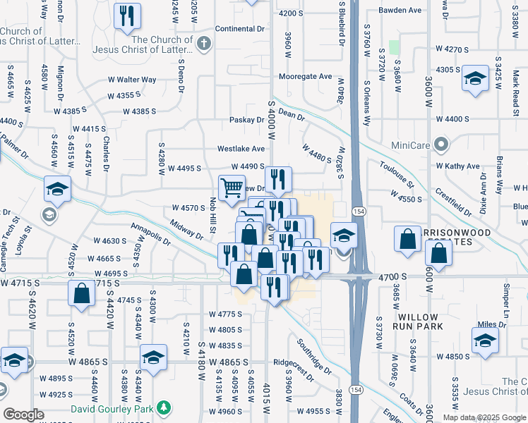 map of restaurants, bars, coffee shops, grocery stores, and more near 4560 4000 West in West Valley City