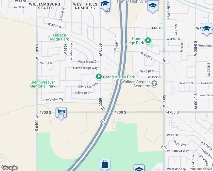 map of restaurants, bars, coffee shops, grocery stores, and more near 5964 Juniper Vista Drive in West Valley City