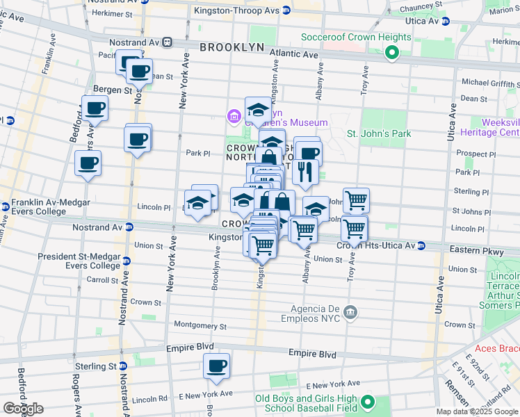 map of restaurants, bars, coffee shops, grocery stores, and more near in Brooklyn