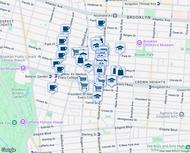 map of restaurants, bars, coffee shops, grocery stores, and more near 753 Lincoln Place in Brooklyn