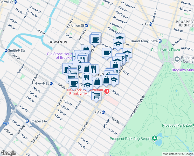 map of restaurants, bars, coffee shops, grocery stores, and more near in Brooklyn