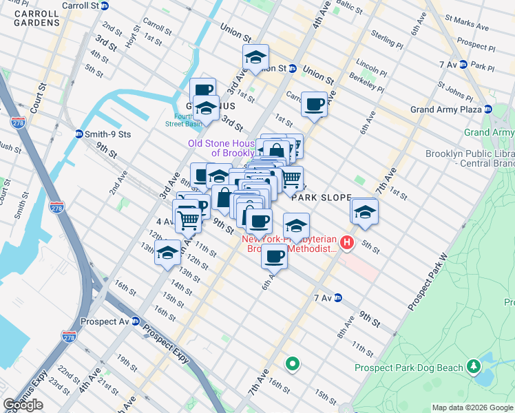 map of restaurants, bars, coffee shops, grocery stores, and more near in Brooklyn