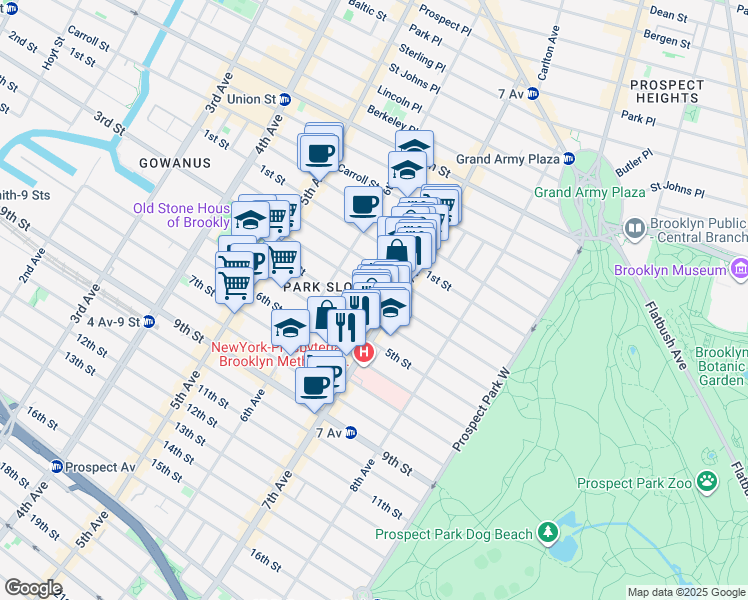 map of restaurants, bars, coffee shops, grocery stores, and more near 466 3rd Street in Brooklyn