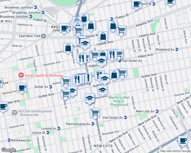 map of restaurants, bars, coffee shops, grocery stores, and more near 355 New Jersey Avenue in Brooklyn