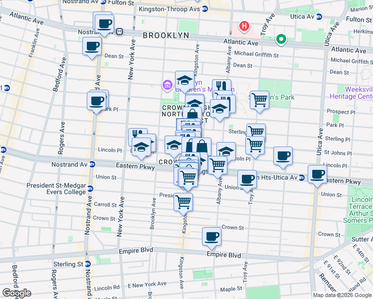 map of restaurants, bars, coffee shops, grocery stores, and more near in Brooklyn