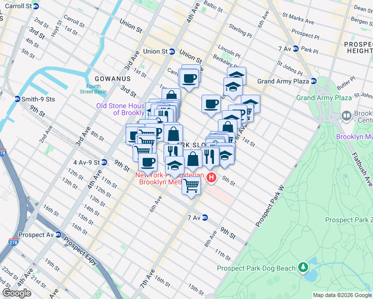 map of restaurants, bars, coffee shops, grocery stores, and more near in Brooklyn