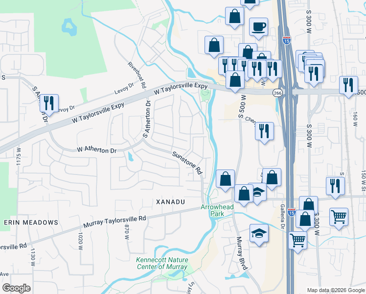 map of restaurants, bars, coffee shops, grocery stores, and more near 4555 Sunstone Road in Taylorsville
