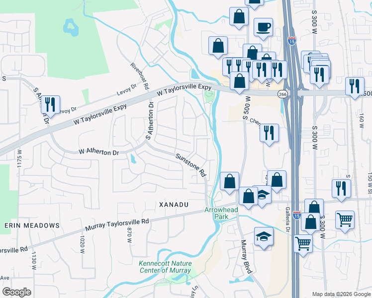 map of restaurants, bars, coffee shops, grocery stores, and more near 4555 Sunstone Road in Taylorsville