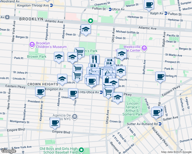 map of restaurants, bars, coffee shops, grocery stores, and more near in Brooklyn