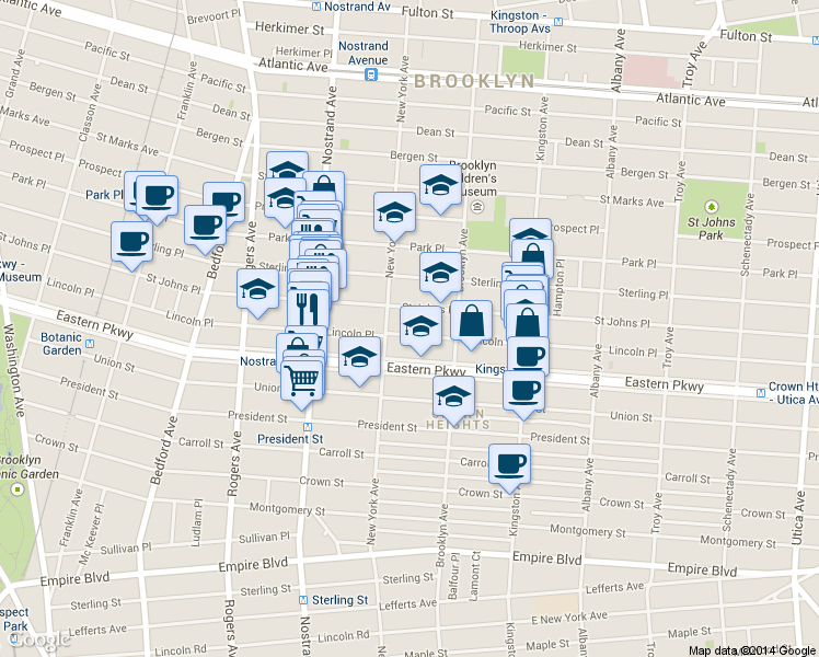 map of restaurants, bars, coffee shops, grocery stores, and more near in Brooklyn