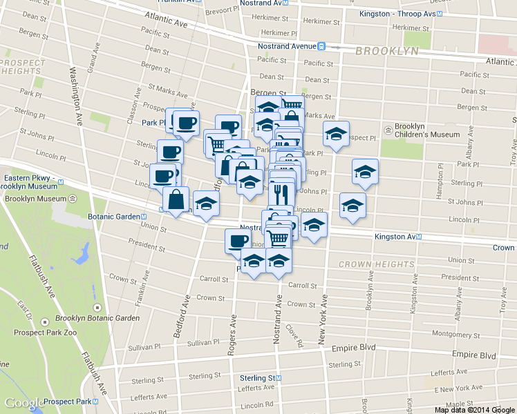 map of restaurants, bars, coffee shops, grocery stores, and more near 753 Lincoln Place in Brooklyn