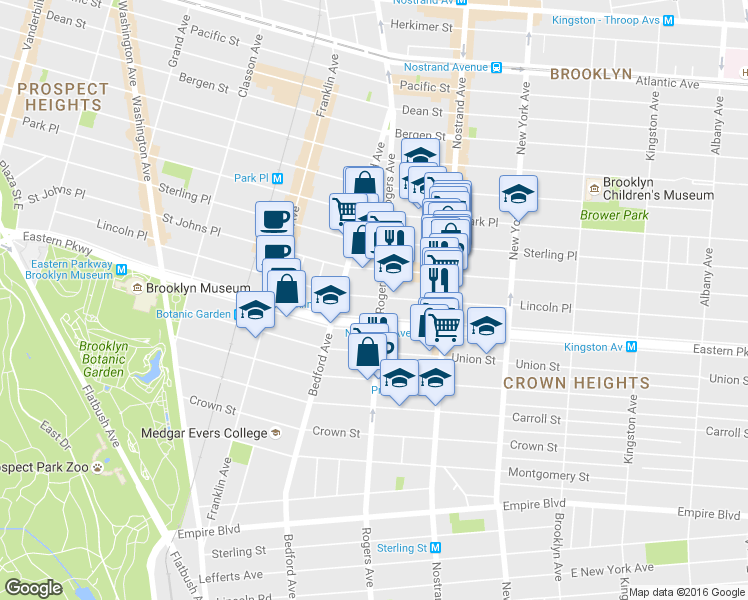 map of restaurants, bars, coffee shops, grocery stores, and more near in Brooklyn