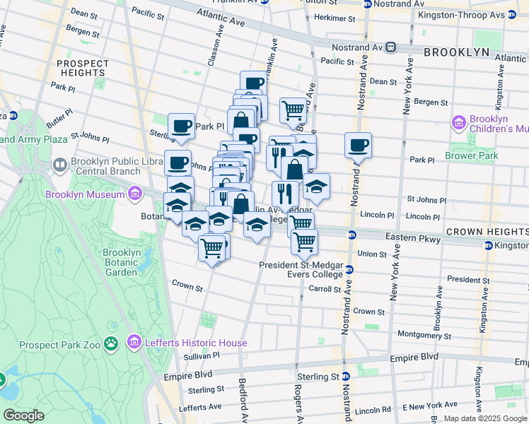 map of restaurants, bars, coffee shops, grocery stores, and more near 620 Lincoln Place in Brooklyn