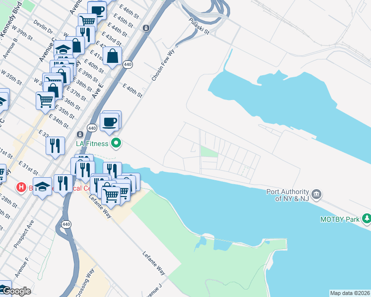 map of restaurants, bars, coffee shops, grocery stores, and more near 302 Constitution Avenue in Bayonne