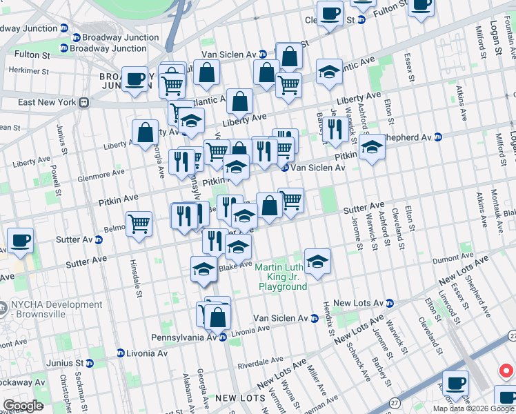map of restaurants, bars, coffee shops, grocery stores, and more near 329 Bradford Street in Brooklyn
