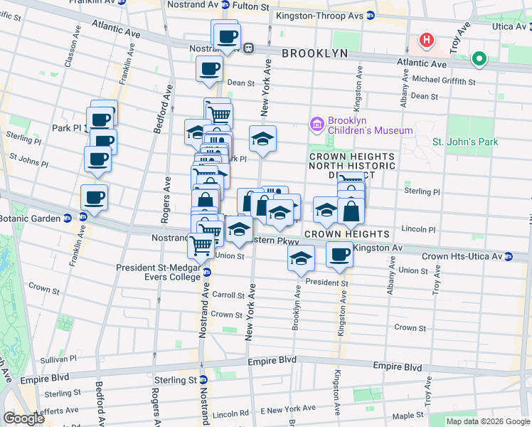 map of restaurants, bars, coffee shops, grocery stores, and more near in Brooklyn