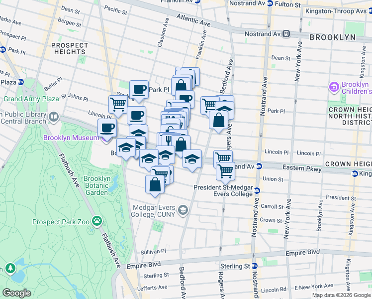 map of restaurants, bars, coffee shops, grocery stores, and more near in Brooklyn