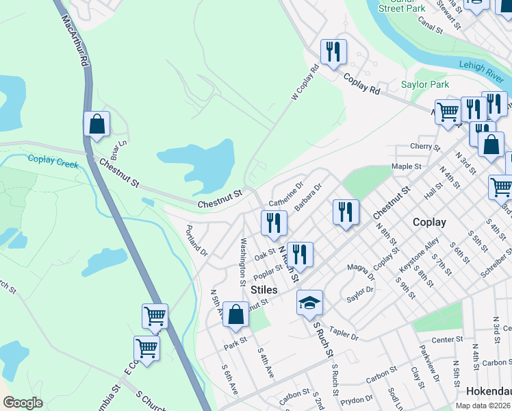 map of restaurants, bars, coffee shops, grocery stores, and more near 3199 Columbia Avenue in Stiles