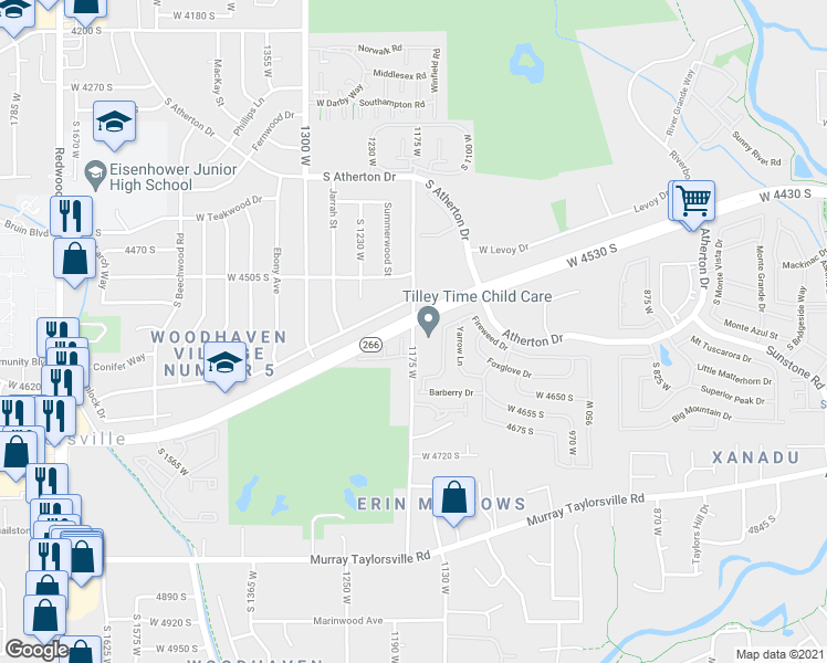 map of restaurants, bars, coffee shops, grocery stores, and more near 4579 S 1175 W in Salt Lake City