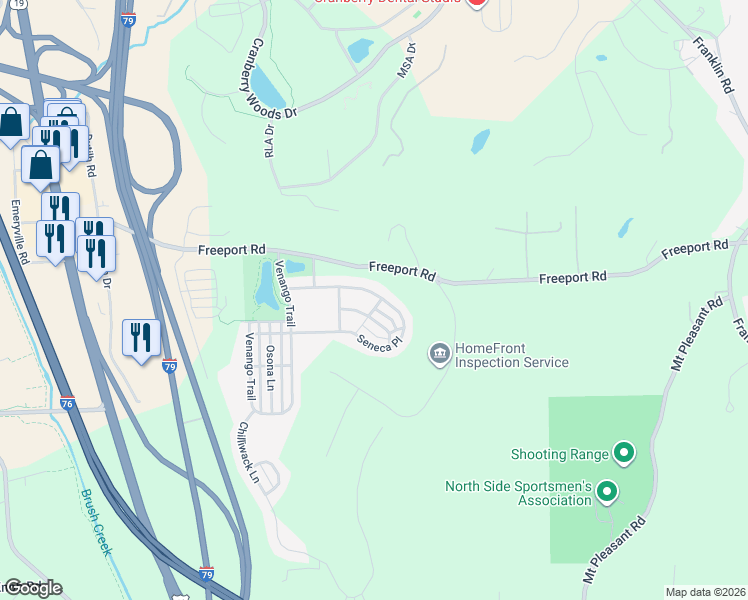 map of restaurants, bars, coffee shops, grocery stores, and more near 130 Seneca Place in Mars