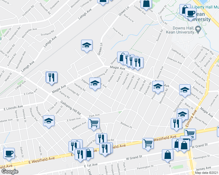 map of restaurants, bars, coffee shops, grocery stores, and more near 981 Byron Avenue in Elizabeth