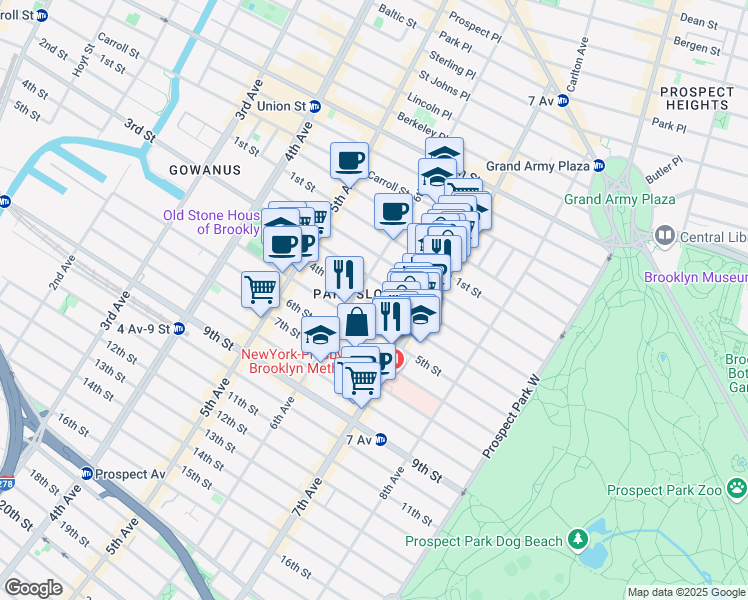 map of restaurants, bars, coffee shops, grocery stores, and more near 403 4th Street in Brooklyn