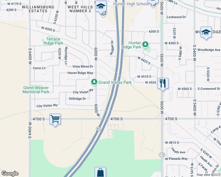 map of restaurants, bars, coffee shops, grocery stores, and more near 5950 West 4700 South in West Valley City