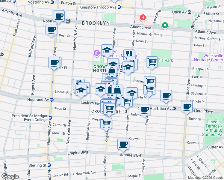 map of restaurants, bars, coffee shops, grocery stores, and more near in Brooklyn