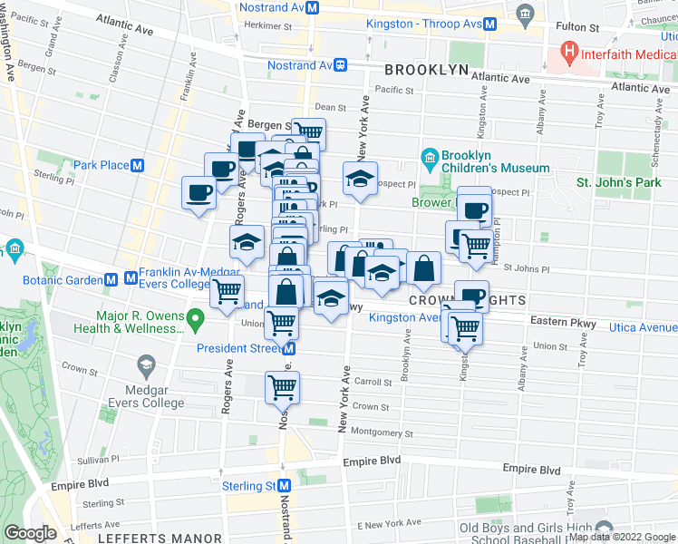 map of restaurants, bars, coffee shops, grocery stores, and more near 845 Lincoln Place in Brooklyn