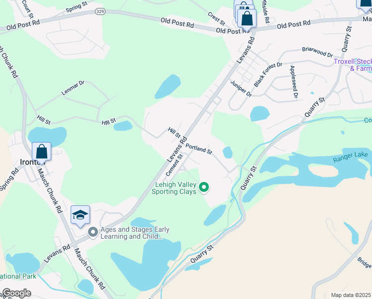 map of restaurants, bars, coffee shops, grocery stores, and more near 4072 Portland Street in Coplay