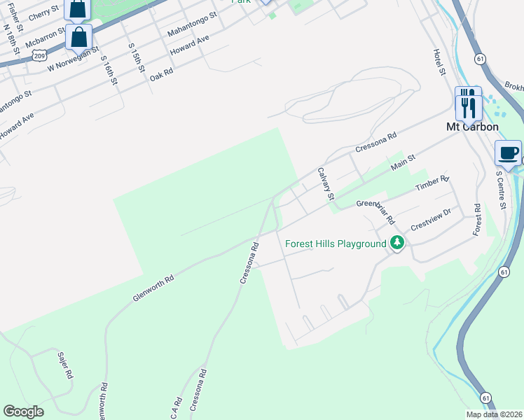 map of restaurants, bars, coffee shops, grocery stores, and more near 7 Hillside Rd in Pottsville