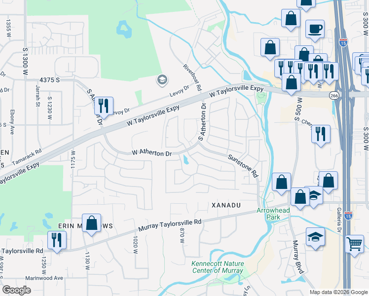 map of restaurants, bars, coffee shops, grocery stores, and more near 4576 Meridian Circle in Taylorsville