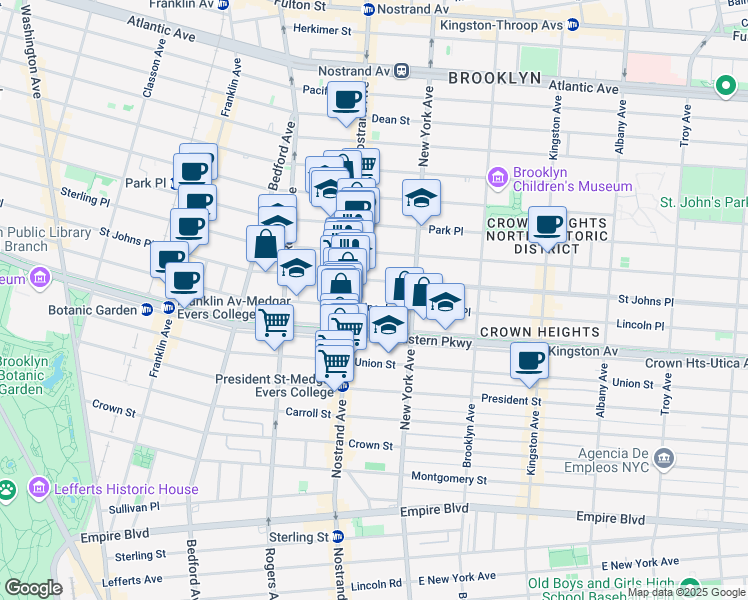 map of restaurants, bars, coffee shops, grocery stores, and more near 819 Lincoln Place in Brooklyn