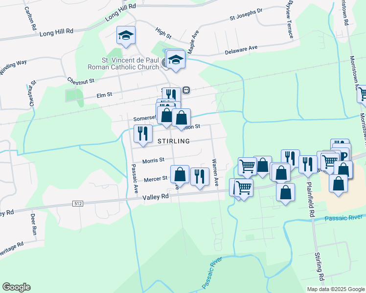 map of restaurants, bars, coffee shops, grocery stores, and more near 281 Essex Street in Long Hill