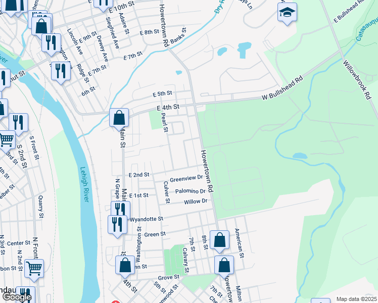 map of restaurants, bars, coffee shops, grocery stores, and more near 211 Diamond Street in Northampton