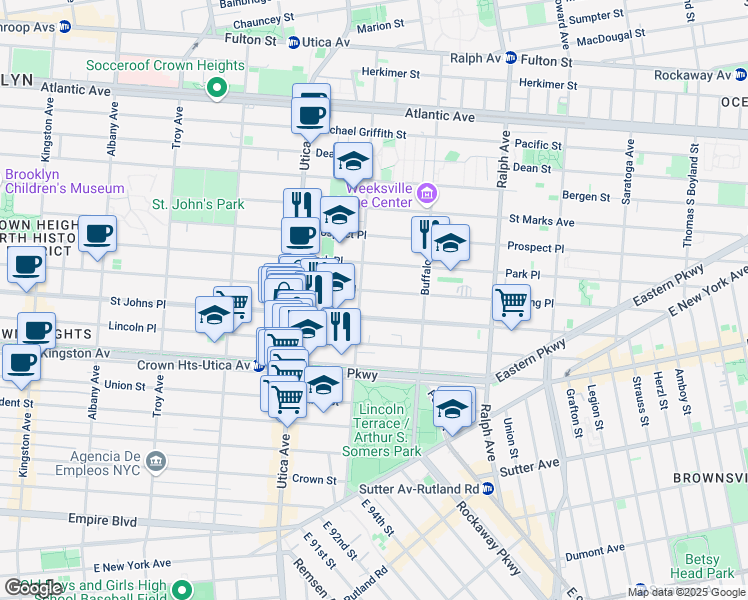 map of restaurants, bars, coffee shops, grocery stores, and more near in Brooklyn