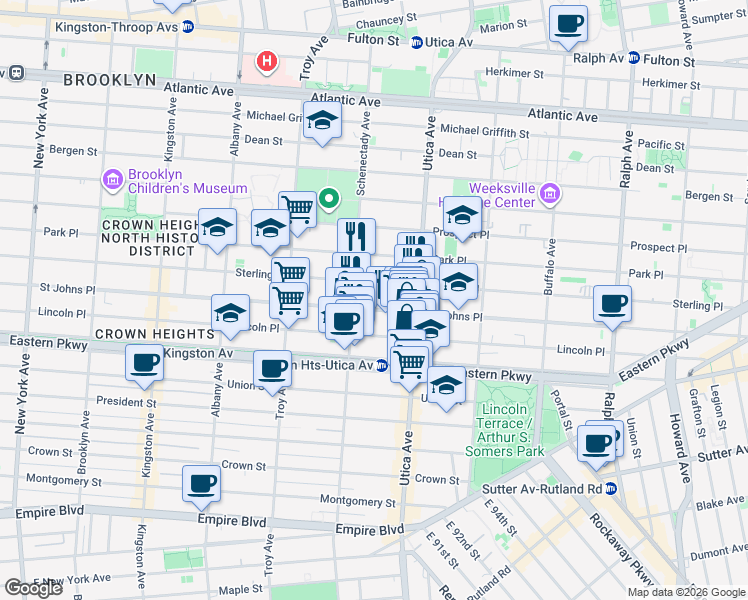 map of restaurants, bars, coffee shops, grocery stores, and more near in Brooklyn
